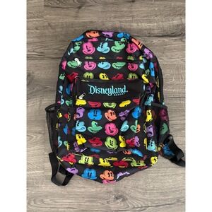Disneyland Resort Mickey Mouse Faces Backpack Rainbow Multicolor‎ Disney EUC Bag
